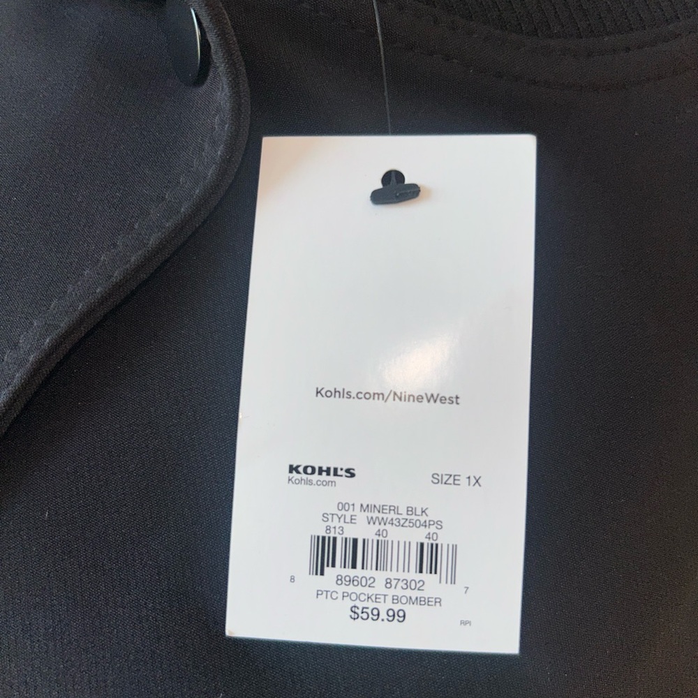Nine West Black Ribbed Collar Jacket